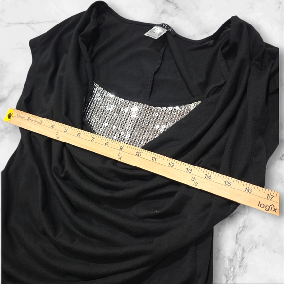 Venus Black & Sequin Women's Top Blouse Shirt Size Medium (M) C53 - Picture 10 of 10